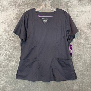Healing Hands Purple Label Women Pewter Jordan Scrub Nurse CNA Mock Wrap Neck XL
